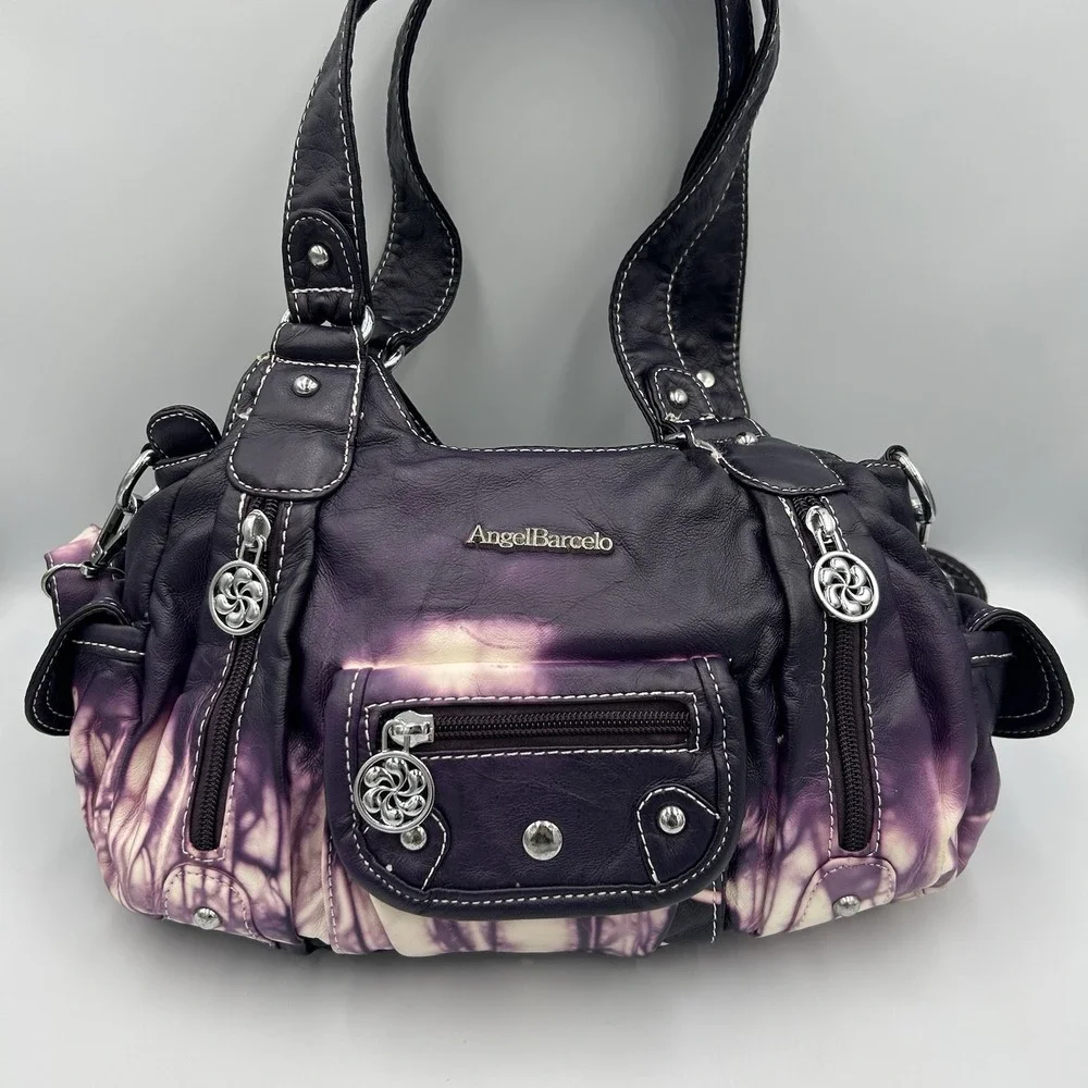 Vintage Angel Barcelo Purple Tie Dye Purse‎ Y2K Festival Retro